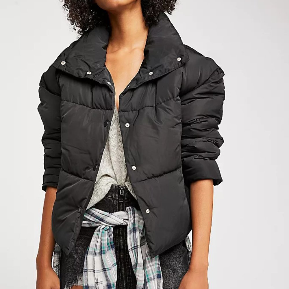 Free People Weekender Puffer Jacket Black Small